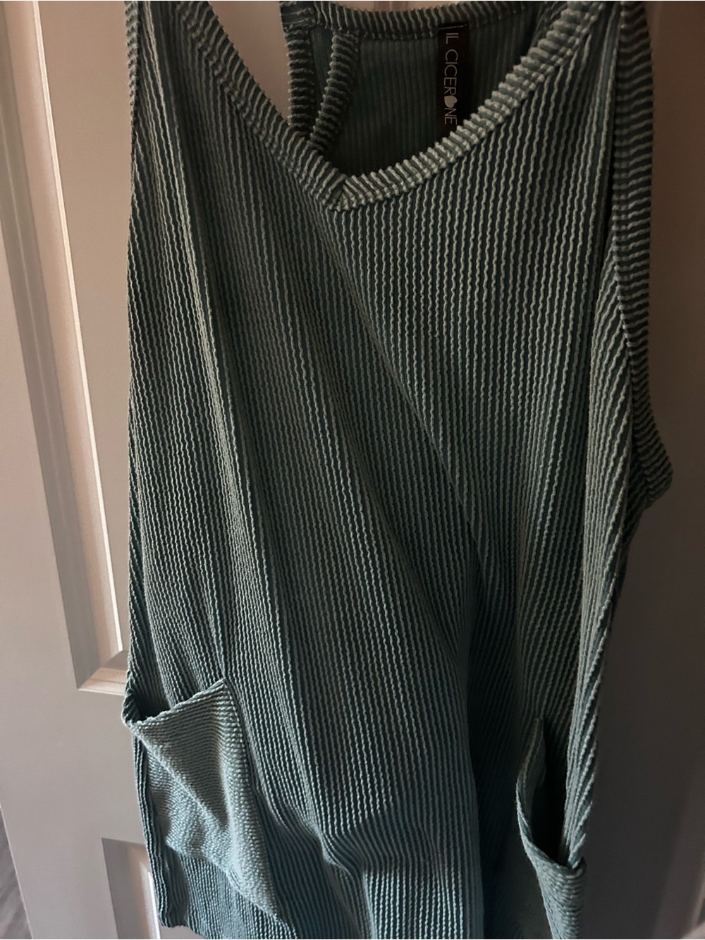 Pleated Textured Green dress with Pockets